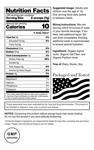 Suplemento De Fibra Norcal Organic Fiber 907g Prebióticos - Imagem 3