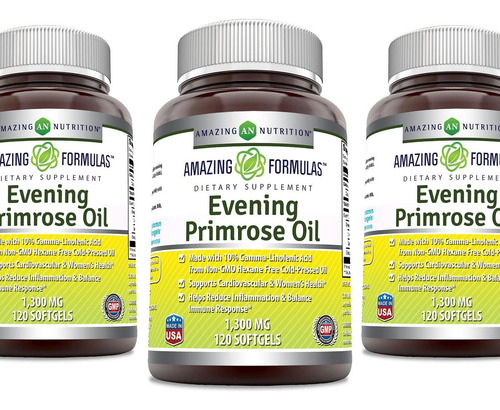 Óleo De Prímula Amazing Nutrition 1300mg, 10% Gla, 120