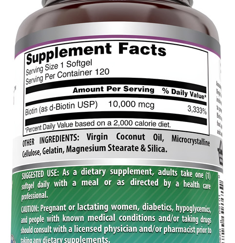 Suplemento De Biotina Com Óleo De Coco Da Amazing Nutrition