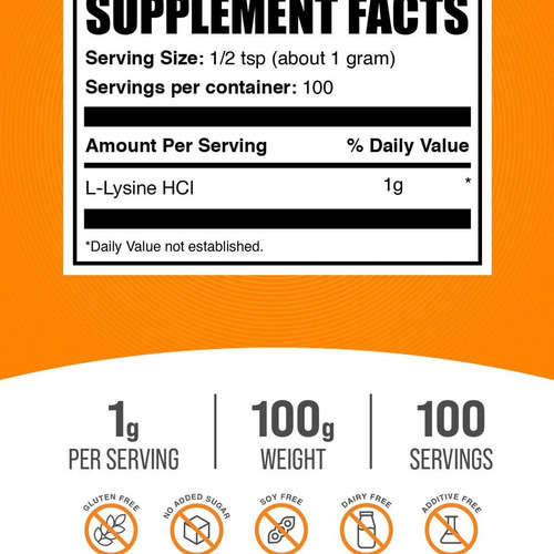 Bulksupplements L-lisina Em Pó - Suplemento Essencial, - Imagem 3