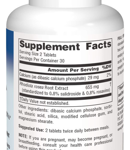 Comprimidos De Extrato De Rhodiola Da Planetary Herbals, 60