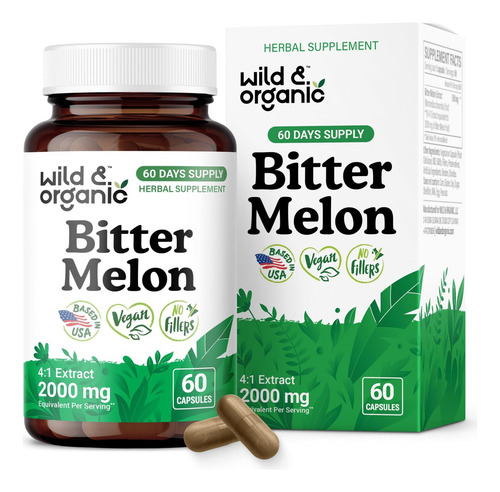 Cápsulas De Melão Amargo Selvagem E Orgânico 500 Mg Vegano