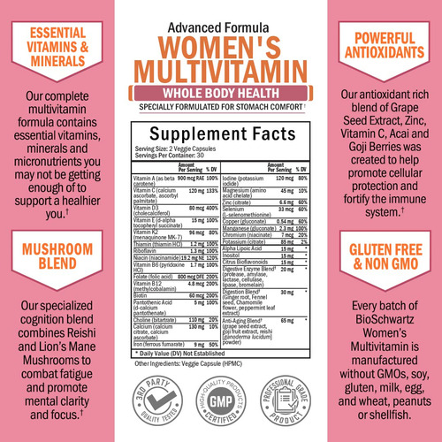 Multivitamínico Bioschwartz Para Mulheres Com Vitamina D3 60 - Imagem 4