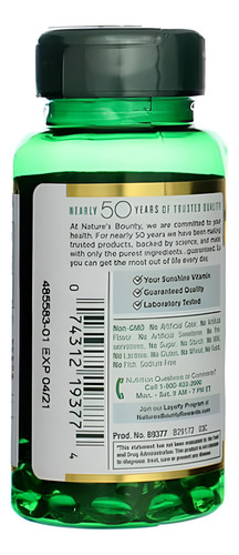 Nature"s Bounty Vitaminas D-5000 Ui Nature"s Bounty, 150