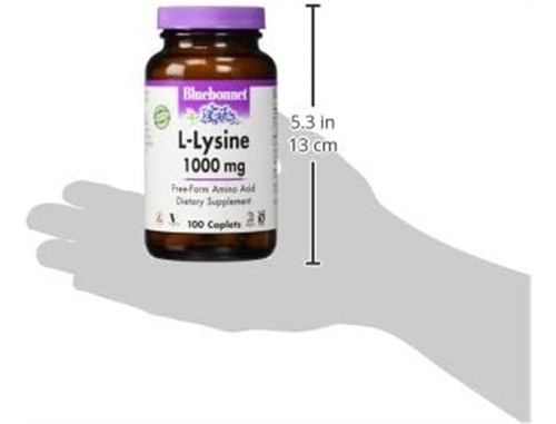 Cápsulas Bluebonnet L-lisina 1000 Mg, 100 Contagens - Imagem 8