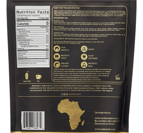 Afrikinky Pó De Neem 250g Para Pele E Cabelo - Imagem 9