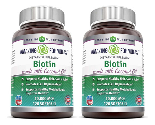 Suplemento De Biotina Com Óleo De Coco Da Amazing Nutrition - Imagem 2