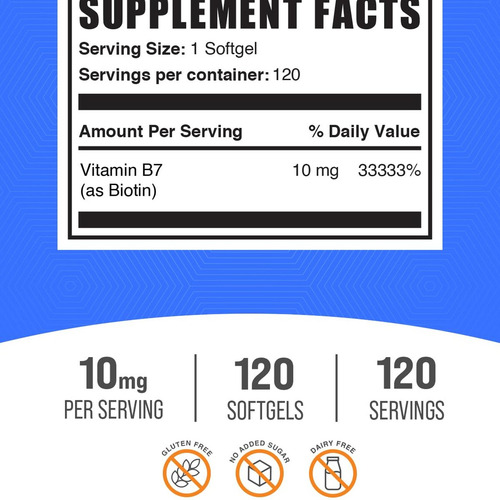 Bulksupplements Biotina 10000mcg - Suplemento Para Cabelo E - Imagem 9