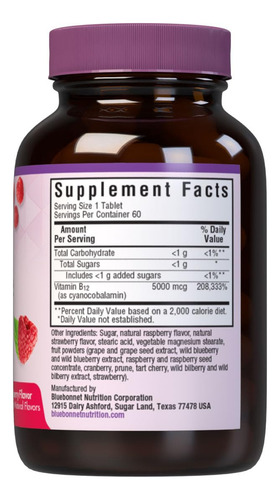 Suplemento Bluebonnet Nutrition Earth Sweet Vitamin B12 5000 - Imagem 2