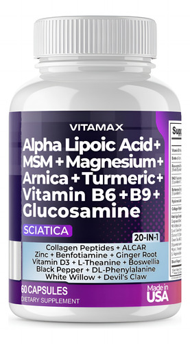 Suplemento De Apoio À Saúde Do Nervo Ciático Vitamax 60 Cáps