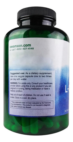Swanson Acetil L-carnitina 500mg 240 Veg Cap - Imagem 3