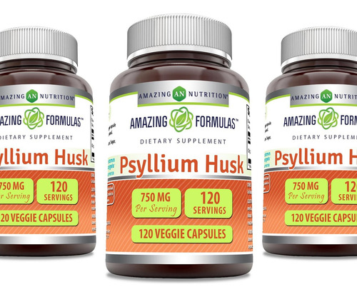 Cápsulas Veganas De Psyllium 750mg Da Amazing Nutrition - 12
