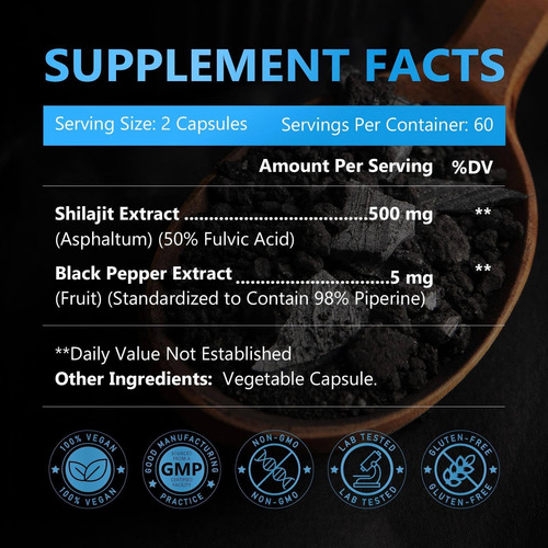 Suplemento Shilajit Nature Target Pure Himalayan 500 Mg 120 - Imagem 10