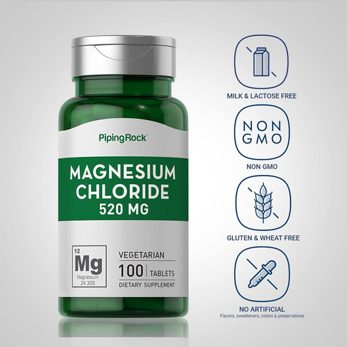 Cloreto De Magnésio Piping Rock 520mg 100 - Imagem 5