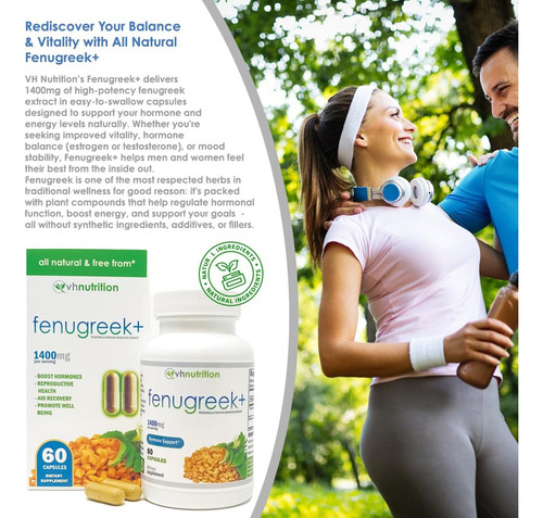 Vh Nutrition Feno-grego Vh Nutrition 1400mg | 60 Cápsulas - Imagem 5
