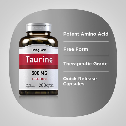 Cápsulas De Taurina 500 Mg De Piping Rock | Contagem 200 | F - Imagem 10