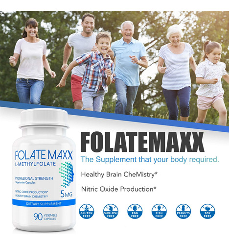 Folatemaxx L-metilfolato 5 Mg 90 Cápsulas Folato Ativo Profi - Imagem 11