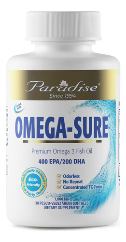 Paradise Herbs Omega-sure, Concentrado De Ômega-3, Óleo De P