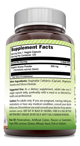 Suplemento Amazing India Arjuna 500 Mg 120 Cápsulas Vegetais - Imagem 3