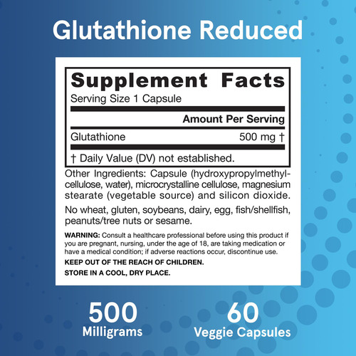 Suplemento Jarrow Formulas Glutationa Reduzida 500 Mg 60 Cáp - Imagem 6