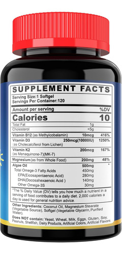 Vitamina D3 K2 -vitamin Diu E K2 (mk -7) 200mcg, Magnésio, Ô - Imagem 10