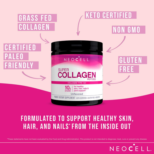 Suplemento Neocell Super Collagen Peptídeos Sem Sabor 625 Ml - Imagem 3