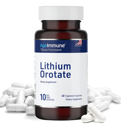 Suplemento De Orotato De Lítio Ageimmune 10 Mg, 60 Cápsulas