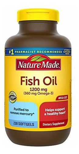 Óleo De Peixe Feito Na Natureza 1200 Mg 230 Cápsulas Gelatin