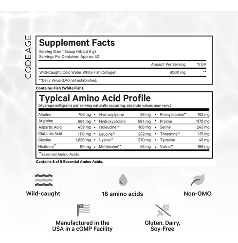 Codeage Marine Collagen Powder - Peptídeos De Colágeno De Pe - Imagem 2