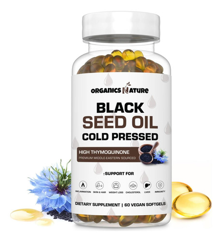 Cápsulas De Óleo De Semente Preta Organics Nature 1000mg Cáp