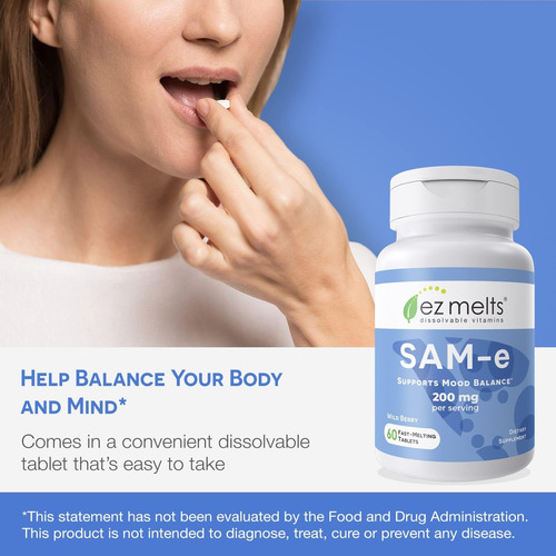 Suplemento Sam-e Dissolúvel Ez Melts 200 Mg, Sem Açúcar, For - Imagem 8