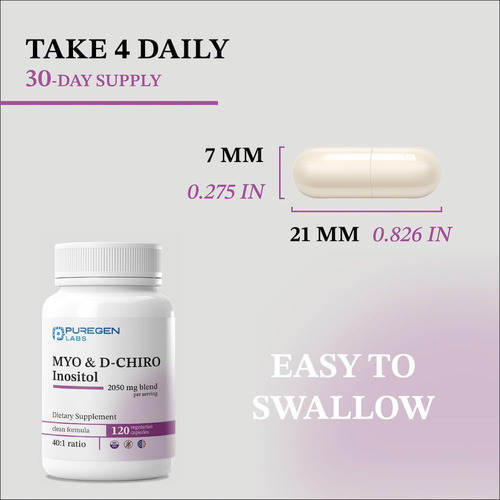 Suplemento Puregen Labs Inositol Myo Inositol E D-chiro 2050 - Imagem 4