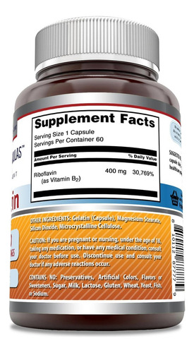 Cápsulas De Riboflavina 400 Mg Da Amazing Nutrition - 3 - Imagem 14