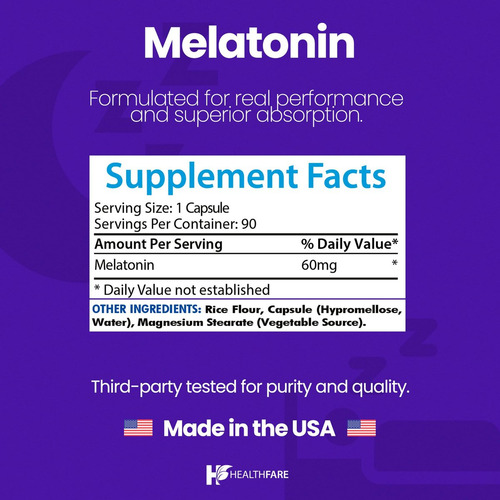 Melatonina Healthfare 60mg | 90 Cápsulas Veganas | Alto - Imagem 9