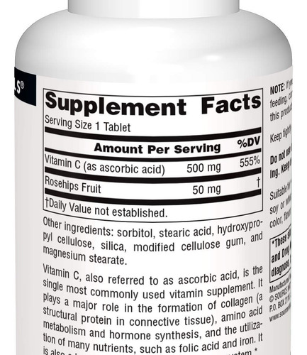 Source Naturals Vitamina C-500 Com Rosa Mosqueta 100 Comprim - Imagem 3