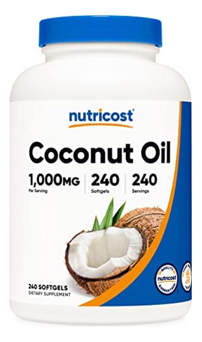 Nutricost Cápsulas Softgel De Óleo De Coco (1000mg) 240 Soft - Imagem 6