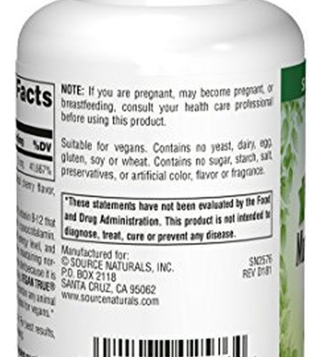 Suplemento Vegano Com Sabor De Vitamina B-12 Da Source Natur - Imagem 2