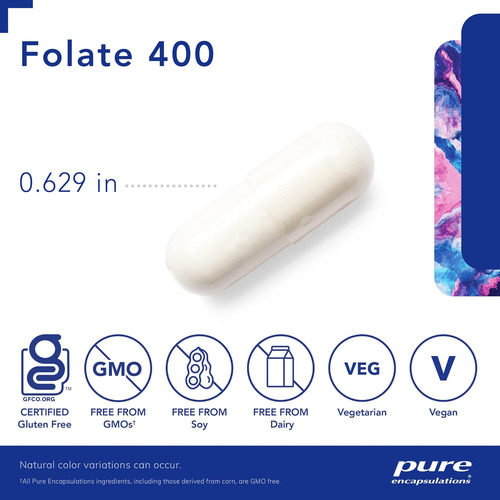 Encapsulações Puras Folato 400 | Suplemento Metafolin L-5-mt - Imagem 3