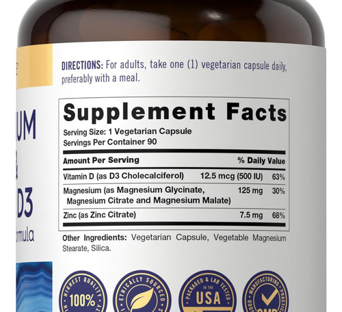Carlyle Magnésio, Zinco E Vitamina D3 90 Cápsulas - Imagem 2