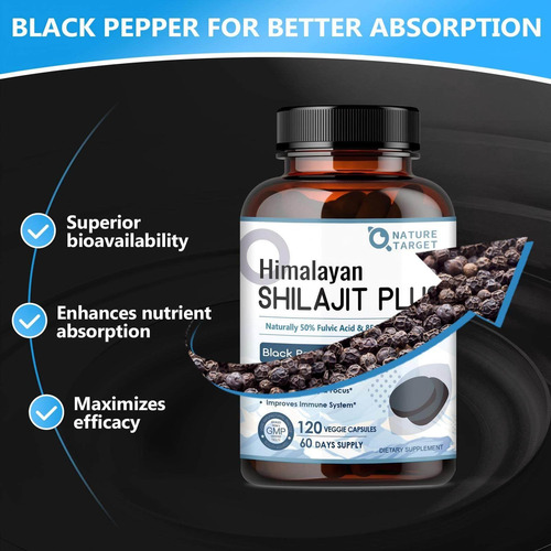 Suplemento Shilajit Nature Target Pure Himalayan 500 Mg 120 - Imagem 15