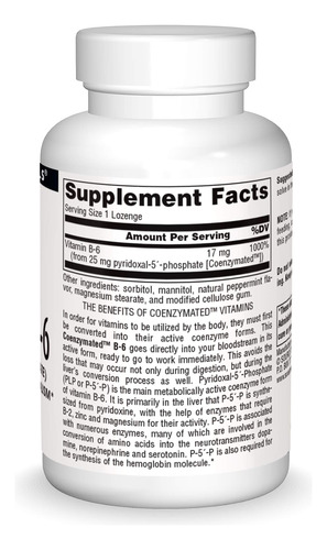 Suplemento Source Naturals Coenzymated B-6 P-5 25 Mg 120 Loz - Imagem 3