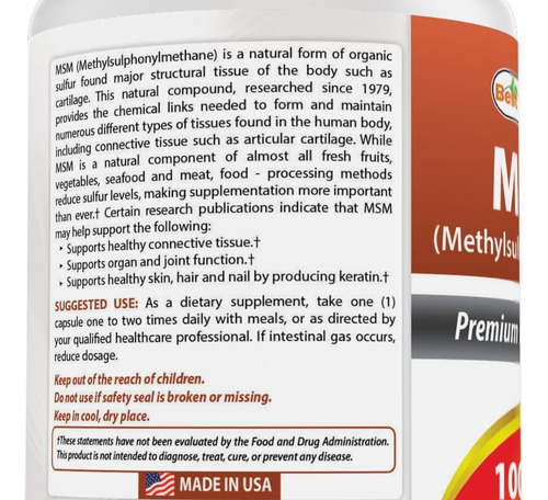 Naturals Natural Msm 1000 Mg 180 Cápsulas - Imagem 2