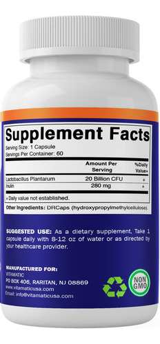 Suplemento Vitamático Lactobacillus Plantarum 20b 60 Cápsula - Imagem 5