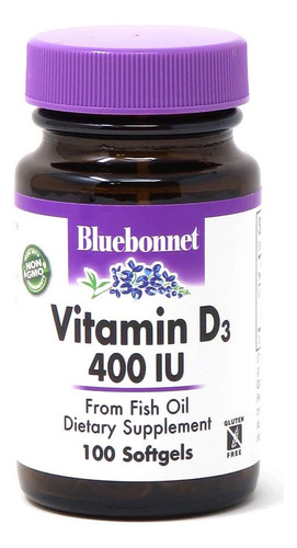 Bluebonnet Vitamina D3 400 Ui, 100 Cápsulas Bluebonnet - Imagem 8