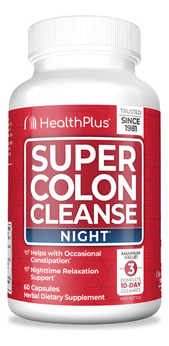 Suplemento Health Plus Super Colon Cleanse Night 60 Cápsulas - Imagem 10