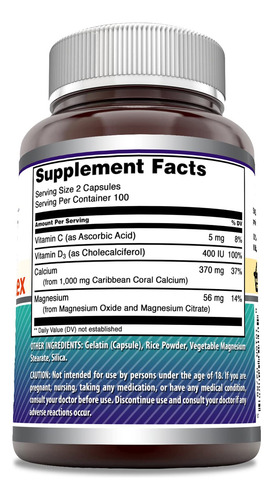 Suplemento Amazing Formulas Coral Calcium Complex 1000mg - Imagem 3