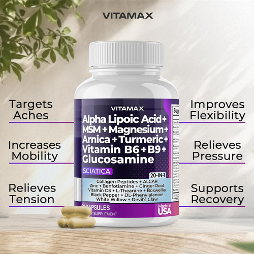 Suplemento De Apoio À Saúde Do Nervo Ciático Vitamax 60 Cáps - Imagem 4