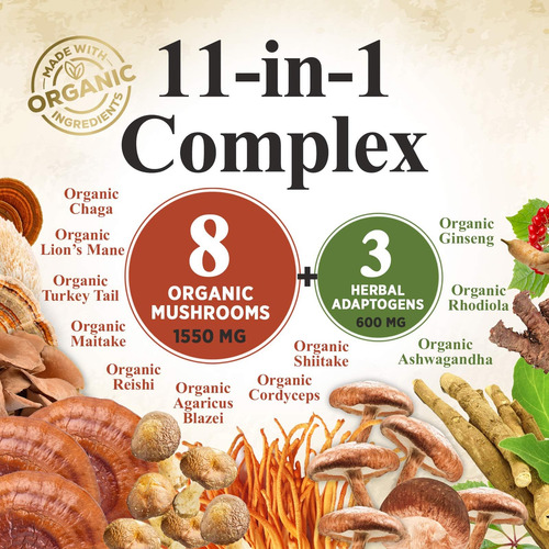 Suplemento De Cogumelos Nature"s Nutrition 11 Em 1 Complex - Imagem 3