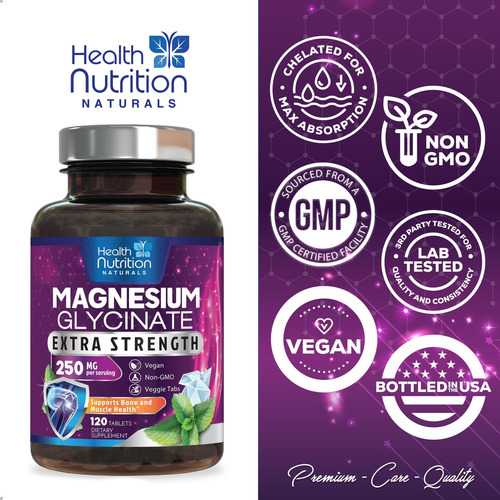 Suplemento Health Nutrition Naturals Magnésio Glicinato 250 - Imagem 4