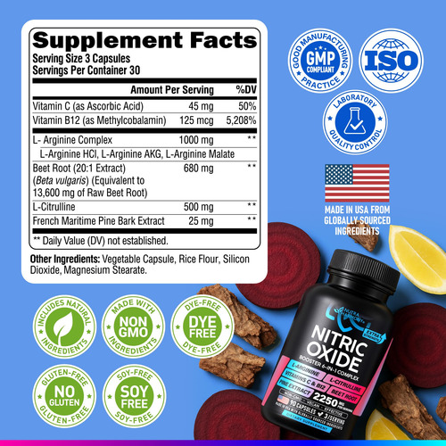 Suplemento De Óxido Nítrico Nutraharmony 2250mg 90 Cápsulas - Imagem 8